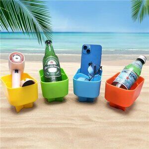 Sand Drink Holders for Phone, Sunglass, Beverage and Key Storage, Set of 4